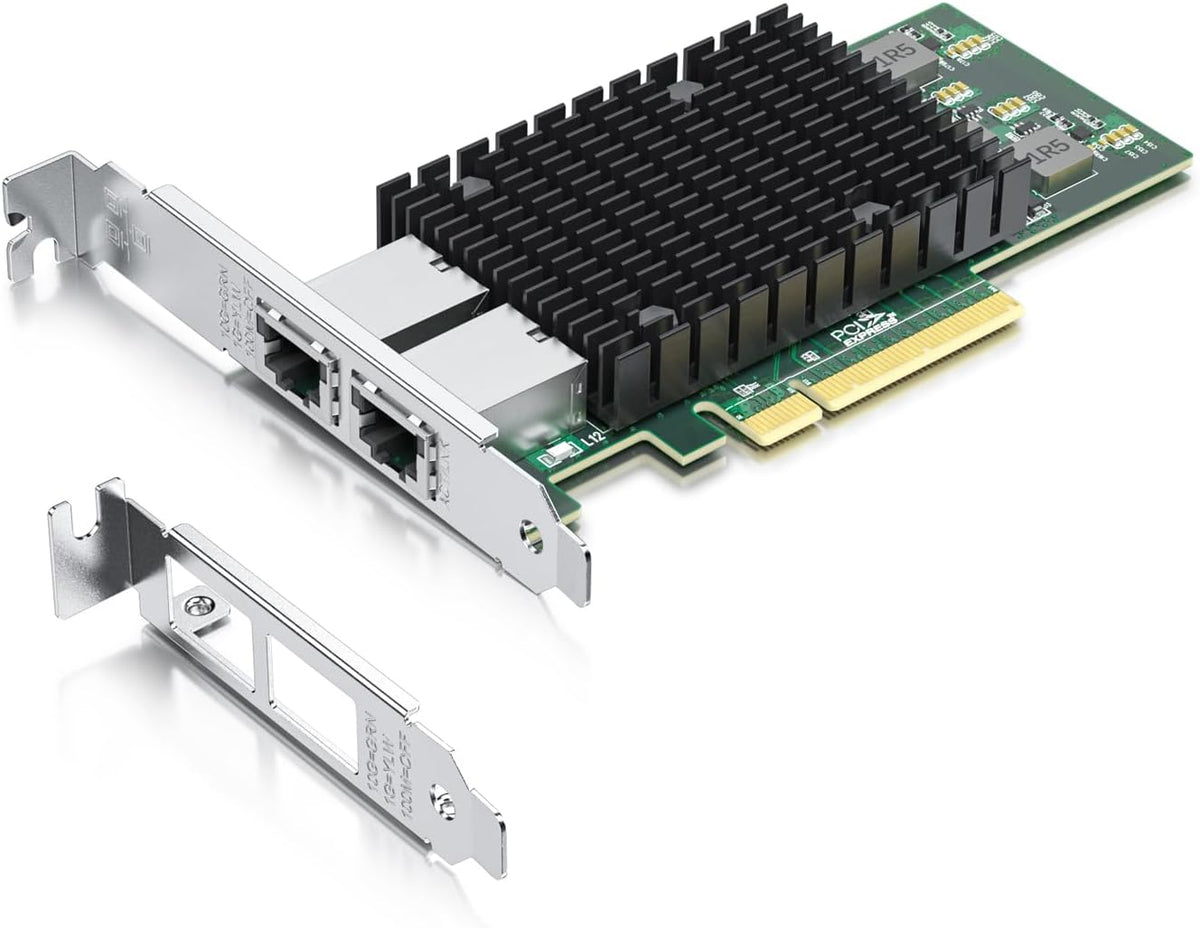 H!Fiber 10Gb PCI-E Network Card NIC, Dual RJ45 Copper Ports, Compare to Intel X540-T2, with Intel X540-BT2 Chip, PCIe X8, 10Gbase-T Ethernet LAN Adapter Support Windows Server/Windows/Linux/VMware ESX