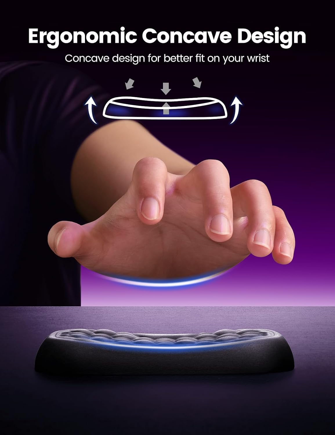 Wrist Rest for Keyboard and Mouse, Computer Ergonomic Wrist Support Pad, Soft Memory Foam Arm Cushion for Desk, Palm