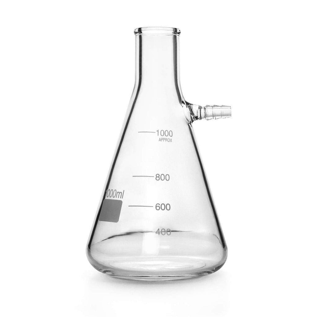 1000ml Borosilicate Glass Filtering Flask with Tubulation, 1 Pack