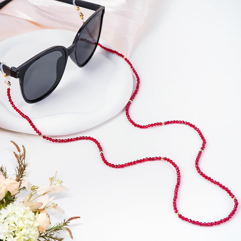 Stylish Crystal Beaded Glasses Chain around Neck for Women | Luxury Look, Faceted Seed Beads, Minimalist Gold Accent