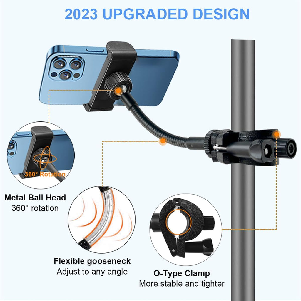 Mic Stand Phone Holder, Flexible Phone Holder for Microphone Stand, Adjustable iPhone Mic Stand Holders, Music Stands