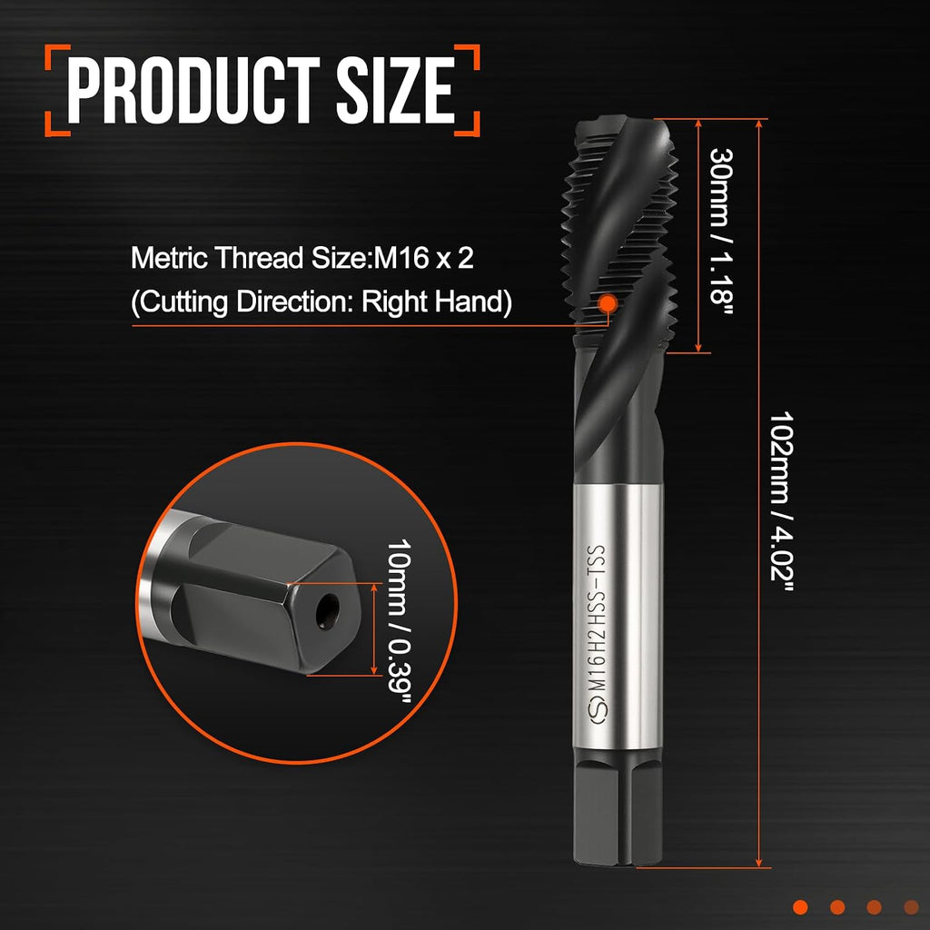 M16 x 2 Spiral Flute Thread Tap M35 High Speed Steel TICN Finish