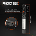 M16 x 2 Spiral Flute Thread Tap M35 High Speed Steel TICN Finish