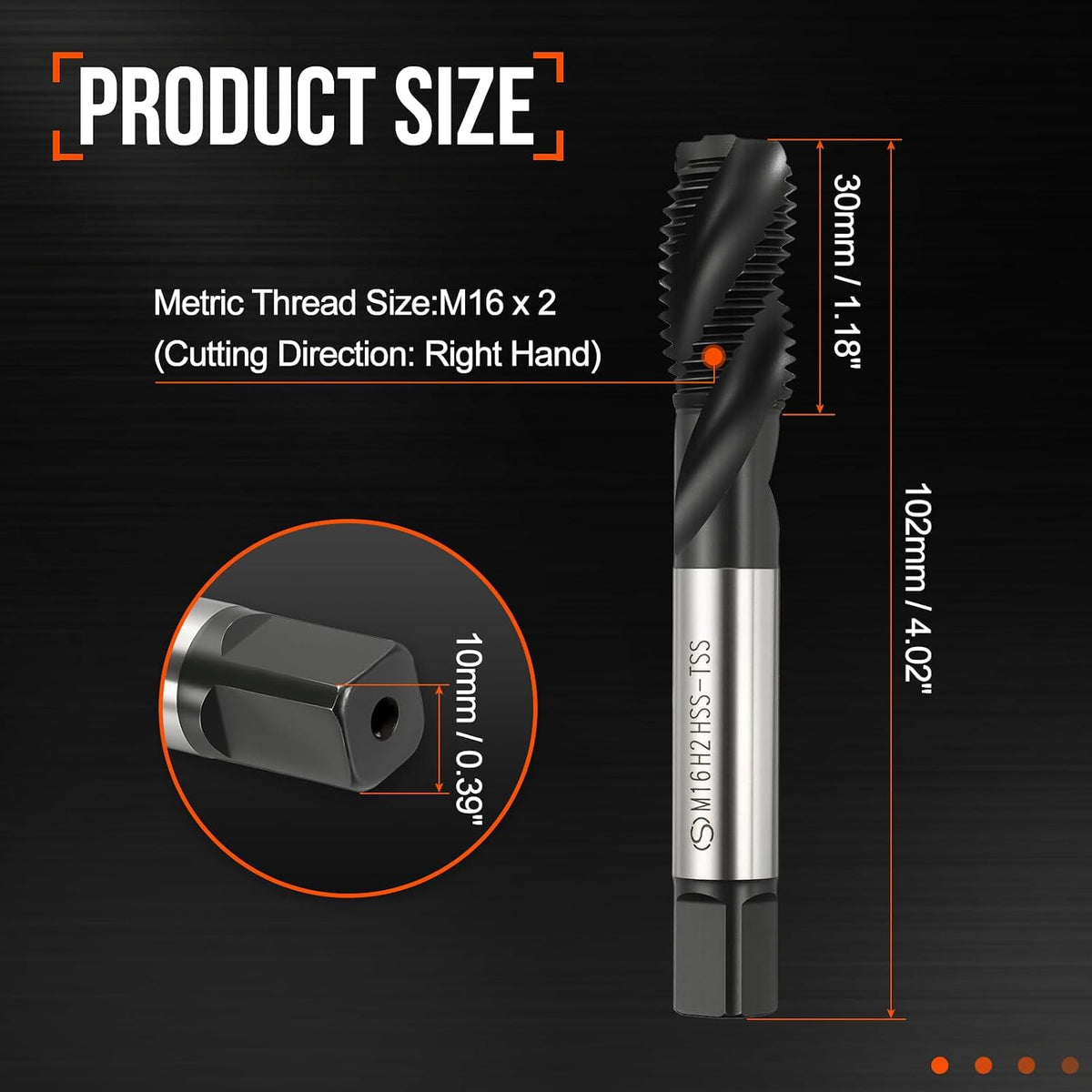 M16 x 2 Spiral Flute Thread Tap M35 High Speed Steel TICN Finish
