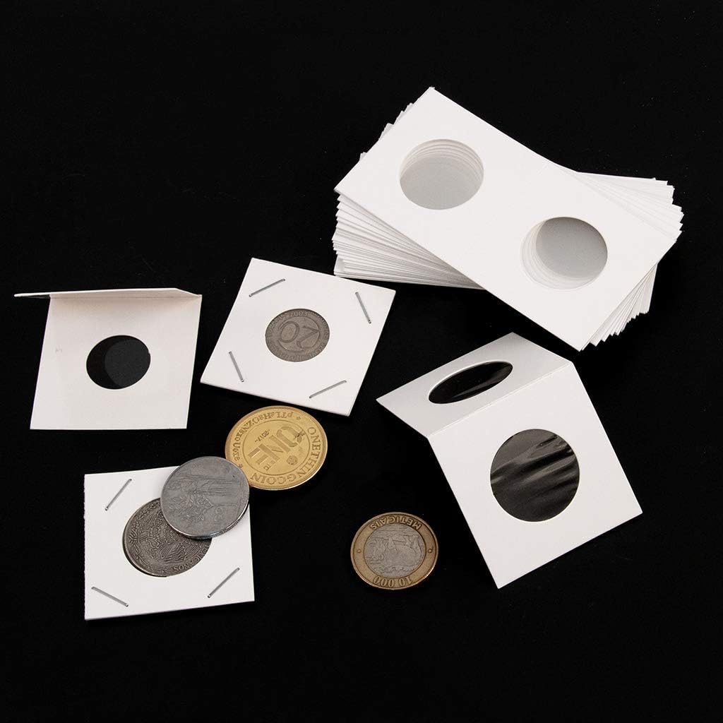90 PCS Coin Flips 2x2 inch Cardboard Holders for Nickels | Uncle Paul Coin Holders 23mm/0.9inch Collection Supplies