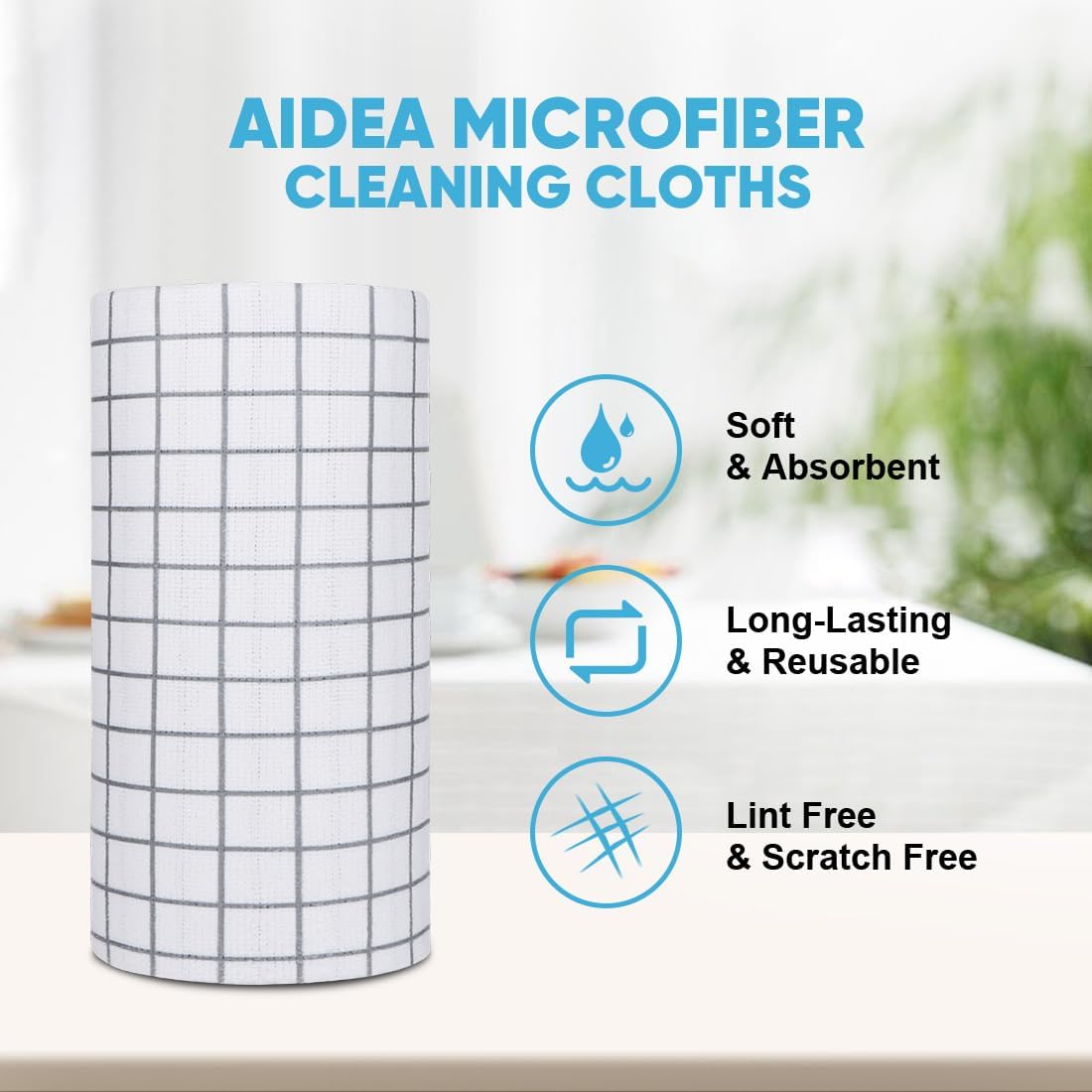 Microfiber Cleaning Cloth Roll-50PK, Reusable Paper Towels 11.5×11.5"