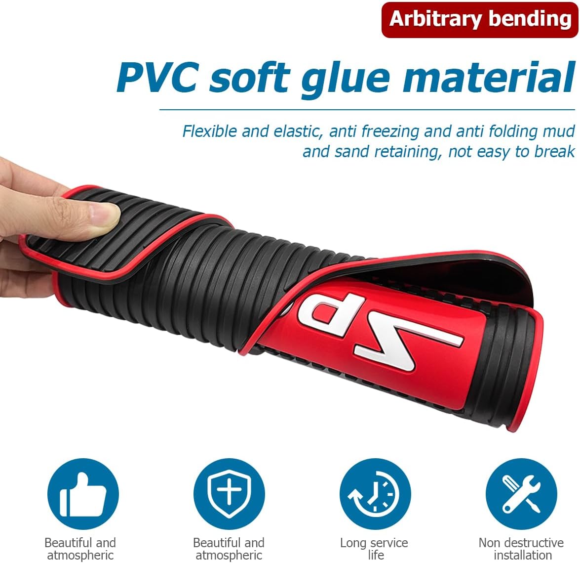 Car Mud Flaps, 4PCS Soft Flexible Bendable Rubber Vehicle Mudguard Splash Guard with Hardware Tool, Auto Exterior