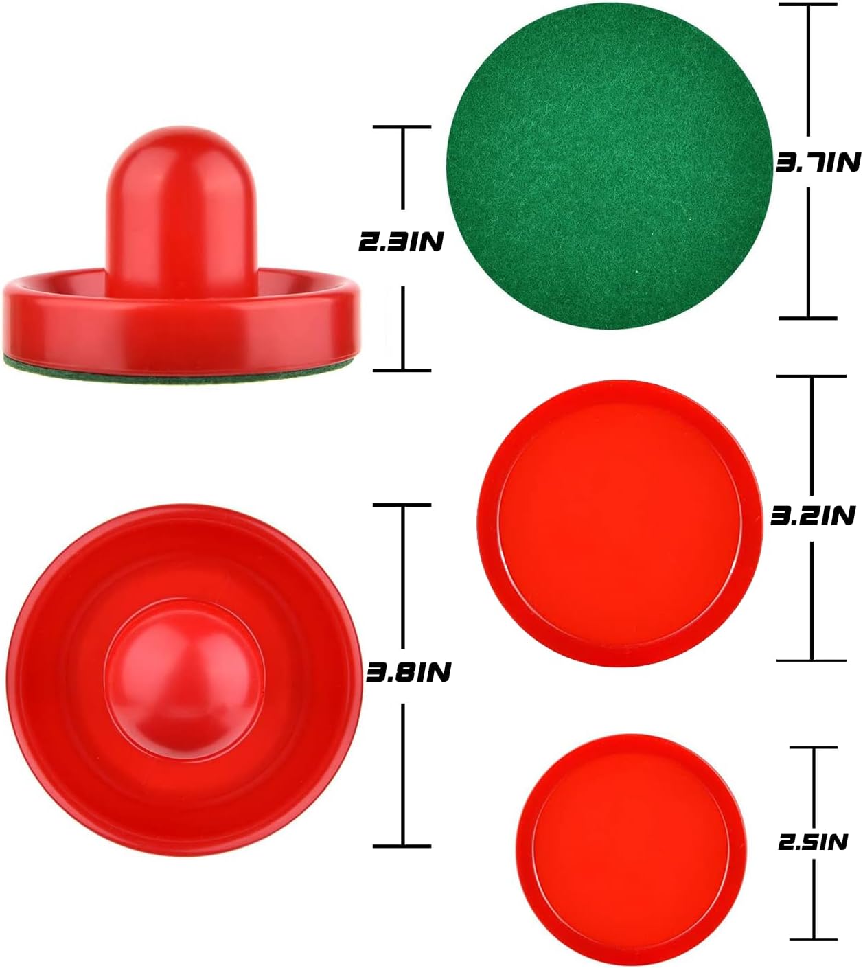 Air Hockey Accessories 2 Pack Pushers and 4 Pack Pucks Set | Includes Air Hockey Paddles and Multiple Size Pucks