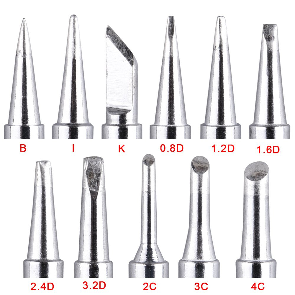 AUSTOR 11 Pcs Soldering Iron Tips Kit 900M-T and 1 Pc Cleaning Cloth