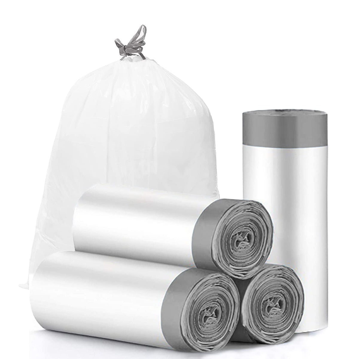 Drawstring 4 Gallon Trash Bags, Small Garbage Bags, 60 Count