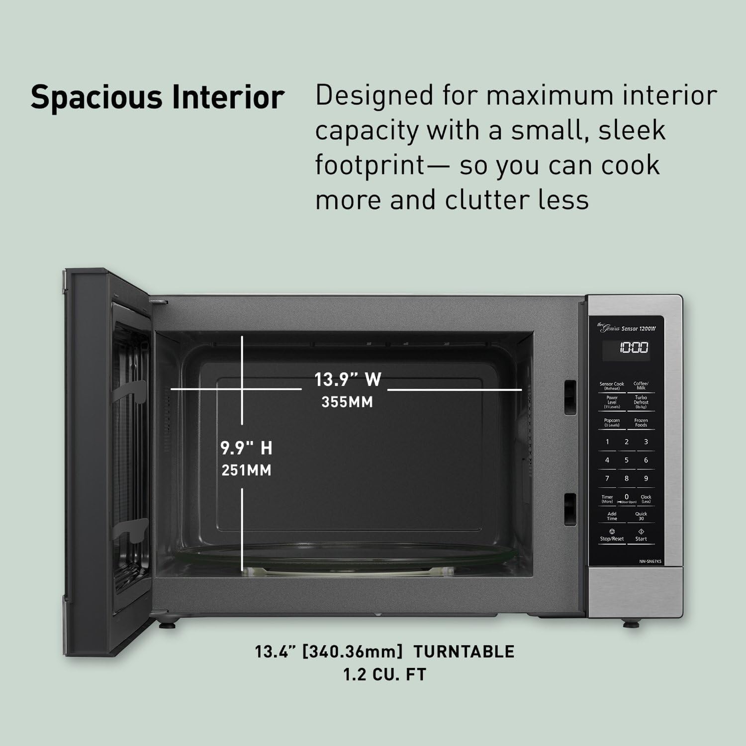 NN-SN67KS Microwave Oven, 1.2 cu.ft, Stainless Steel/Silver