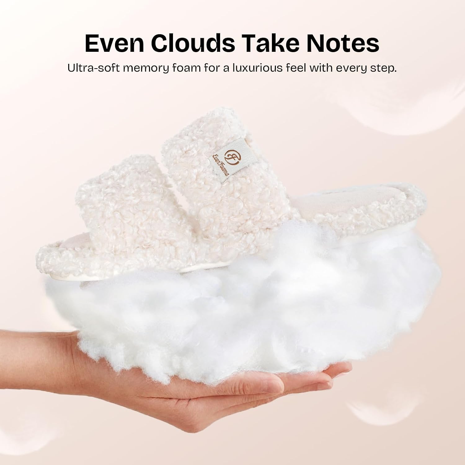 Women's Fuzzy Open Toe Slippers Memory Foam Indoor House Shoes | Machine
