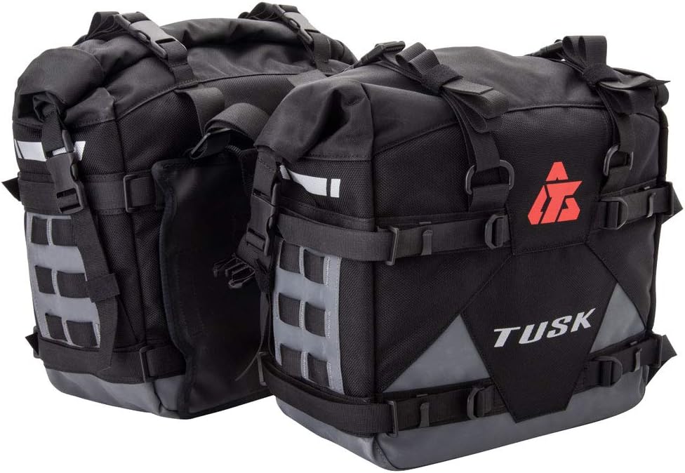 Pilot Pannier Bags Black/Grey | Durable Soft Saddlebags with Roll‑Top Closure, Waterproof Liners and Reflective