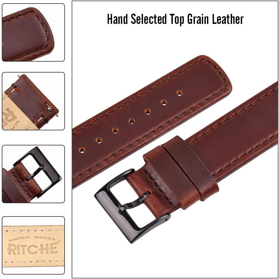 Christmas Gift Quick Release Leather Watch Band Leather Watch Strap 18mm 19mm 20mm 21mm 22mm 23mm or 24mm for Men and