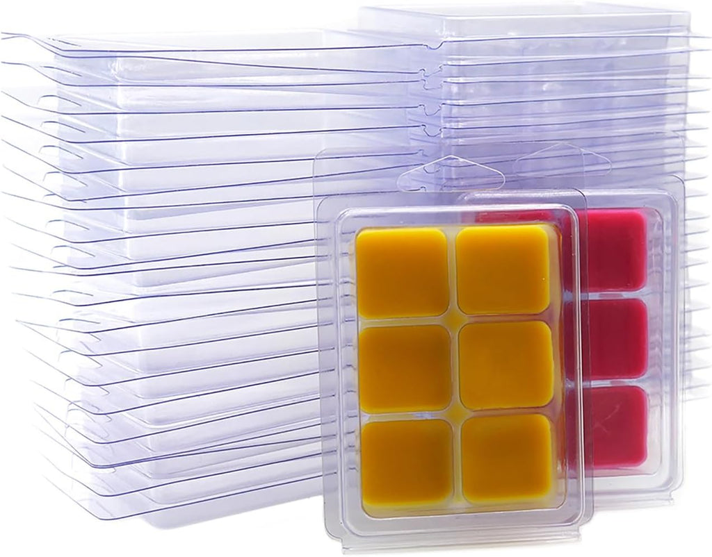 Wax Melt Molds - 50 Packs Thickened Wax Melt Clamshells Wax Seal Mold | Clear Plastic Empty Wax Melt Clamshell Wax