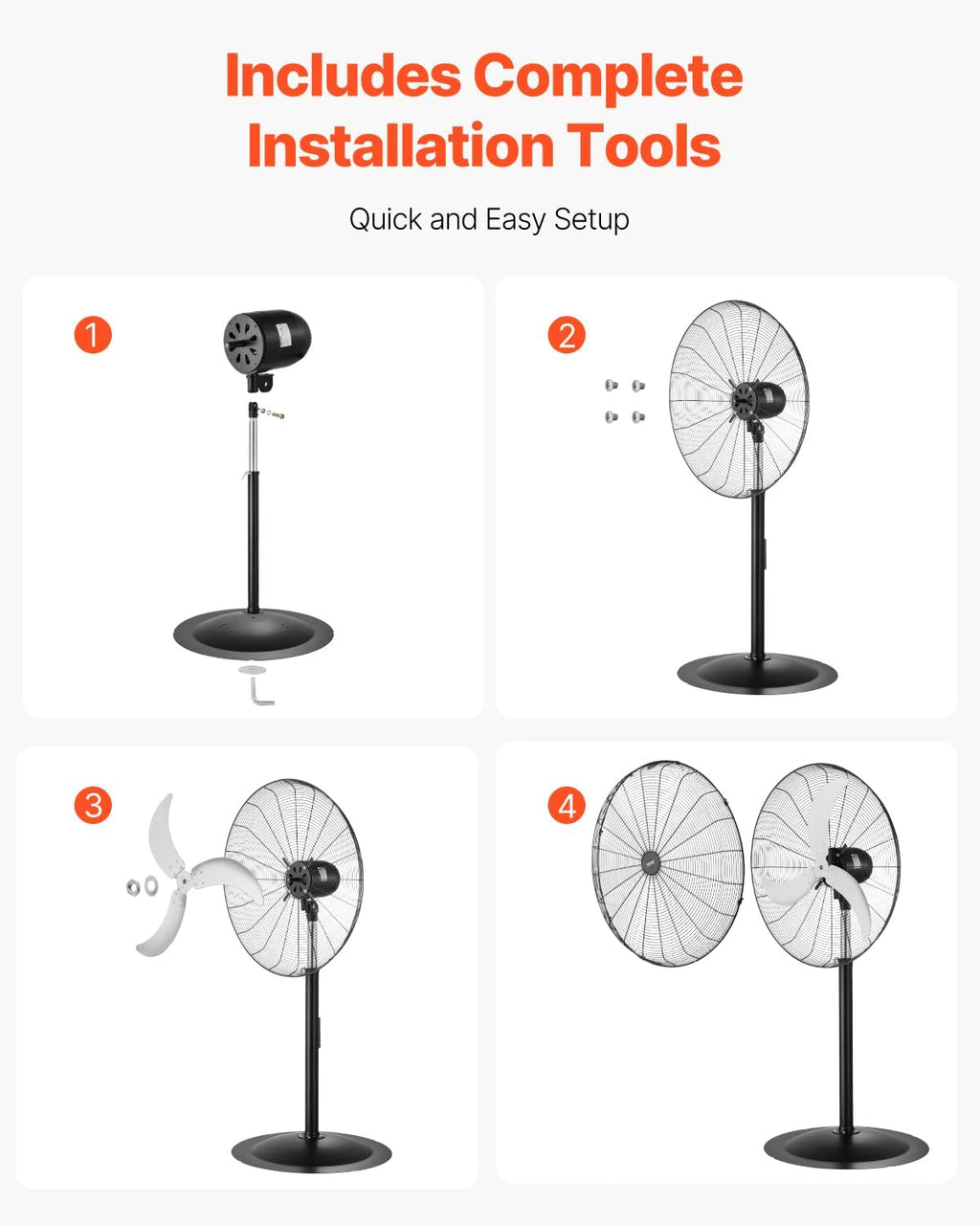 Industrial Pedestal Fan, 30 Inch 85-Degree Oscillating Fan, Height Adjustable Standing Fans with 3 Adjustable Speeds