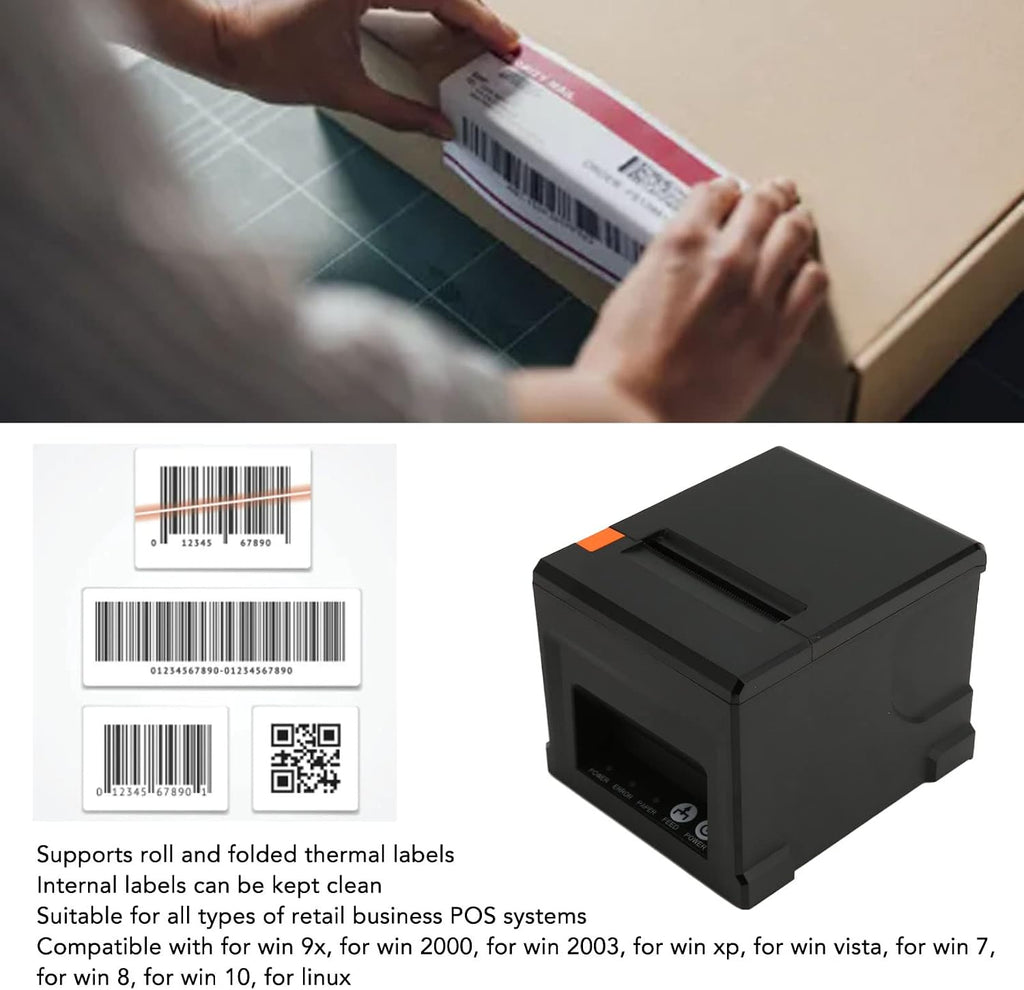 POS Printer, 80mm USB Thermal Receipt Printer, Restaurant Kitchen Printer with Auto Cutter, USB Serial Ethernet