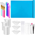 Resin Tools Set 22pcs, A3 Silicone Sheet with 100 ml Measuring Mixing Cups, Brushes Stir Sticks Spoons, Pipette for