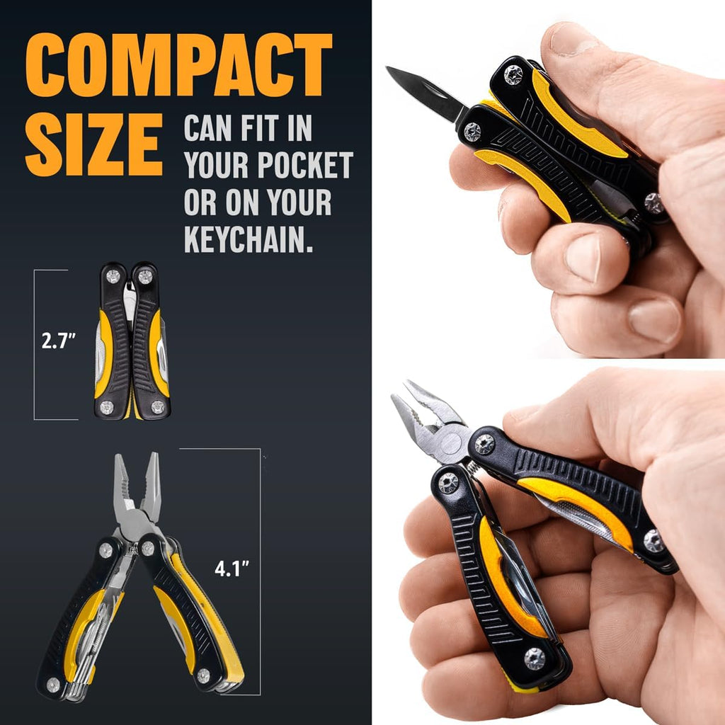 Mini Multitool Knife 12 in 1 Small Pocket Multi Tool with Knife and Pliers - Best Small Multi Purpose All in One