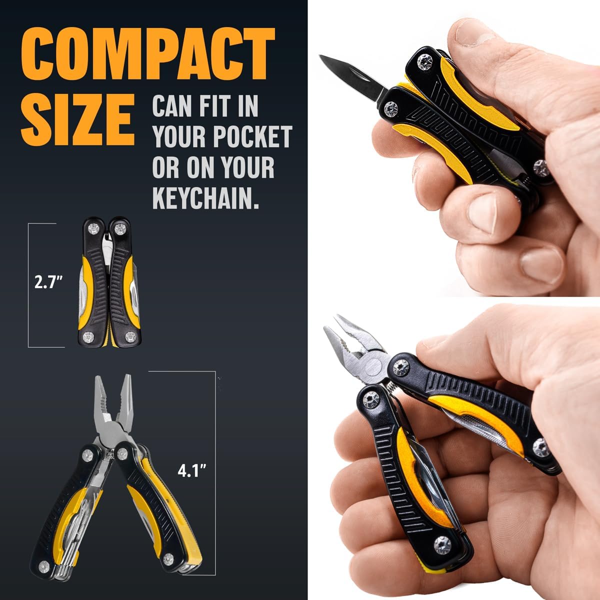 Mini Multitool Knife 12 in 1 Small Pocket Multi Tool with Knife and Pliers - Best Small Multi Purpose All in One