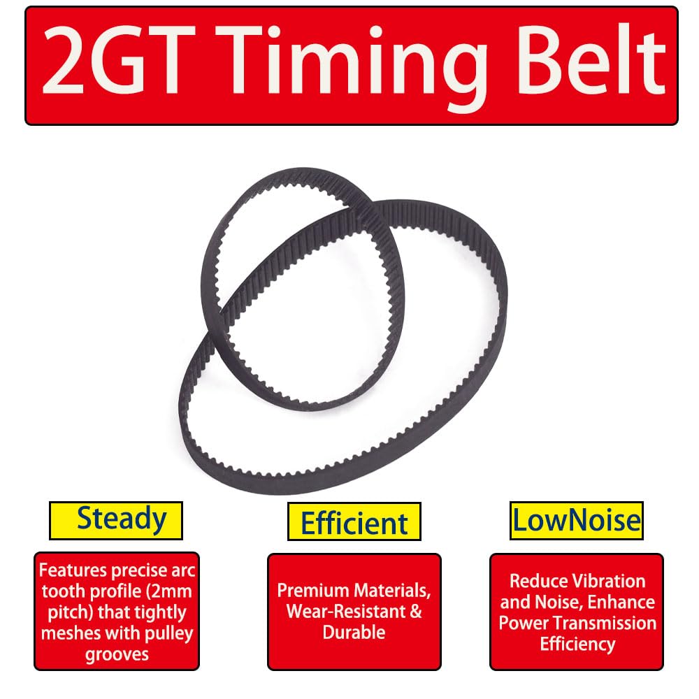 2GT Timing Belt 170mm Length,10mm Width,Closed Loop Rubber Synchronous Belt with Fiberglass Core for Industrial Transmission & 3D Printers - 2-Piece