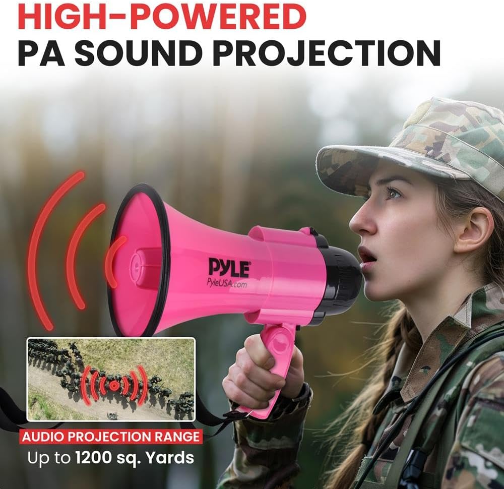 Portable Megaphone Speaker Siren Bullhorn - Compact, Battery Operated, 30W Power, Microphone, 2 Modes, PA Sound, 1200