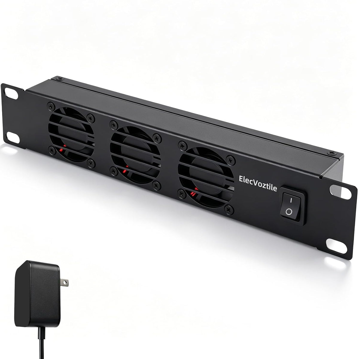 10 inch 1U Rack Mount Fan Panel with Switch, Metal Case
