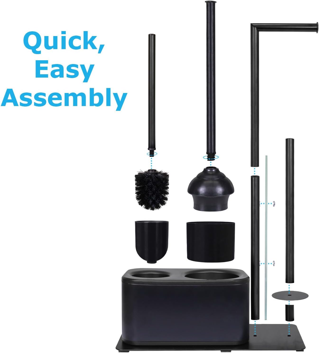 Modern Bath Set for Bathroom Organization, All in One Toilet Brush, Toilet Plunger, Toilet Paper Holder Stand and