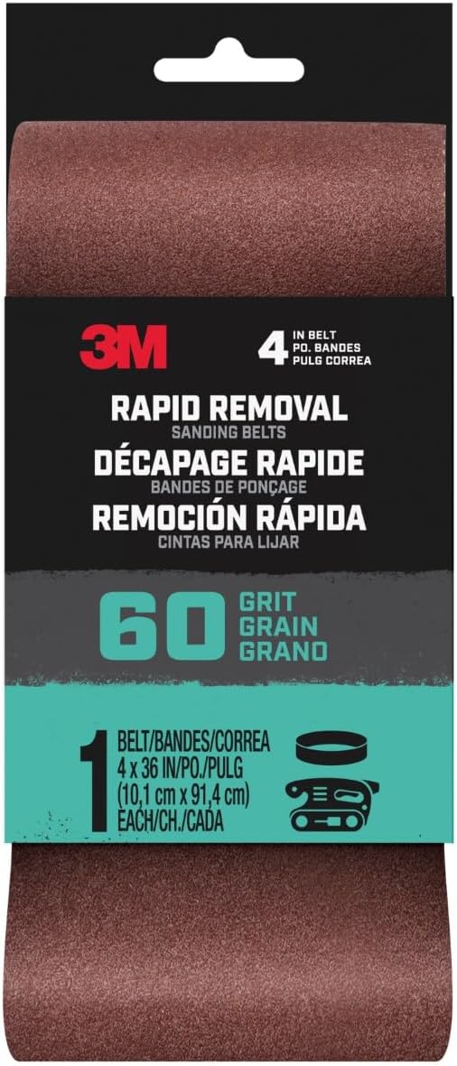 3M Rapid Removal 4x36 Power Sanding Belt, 60 grit, 1/Pack