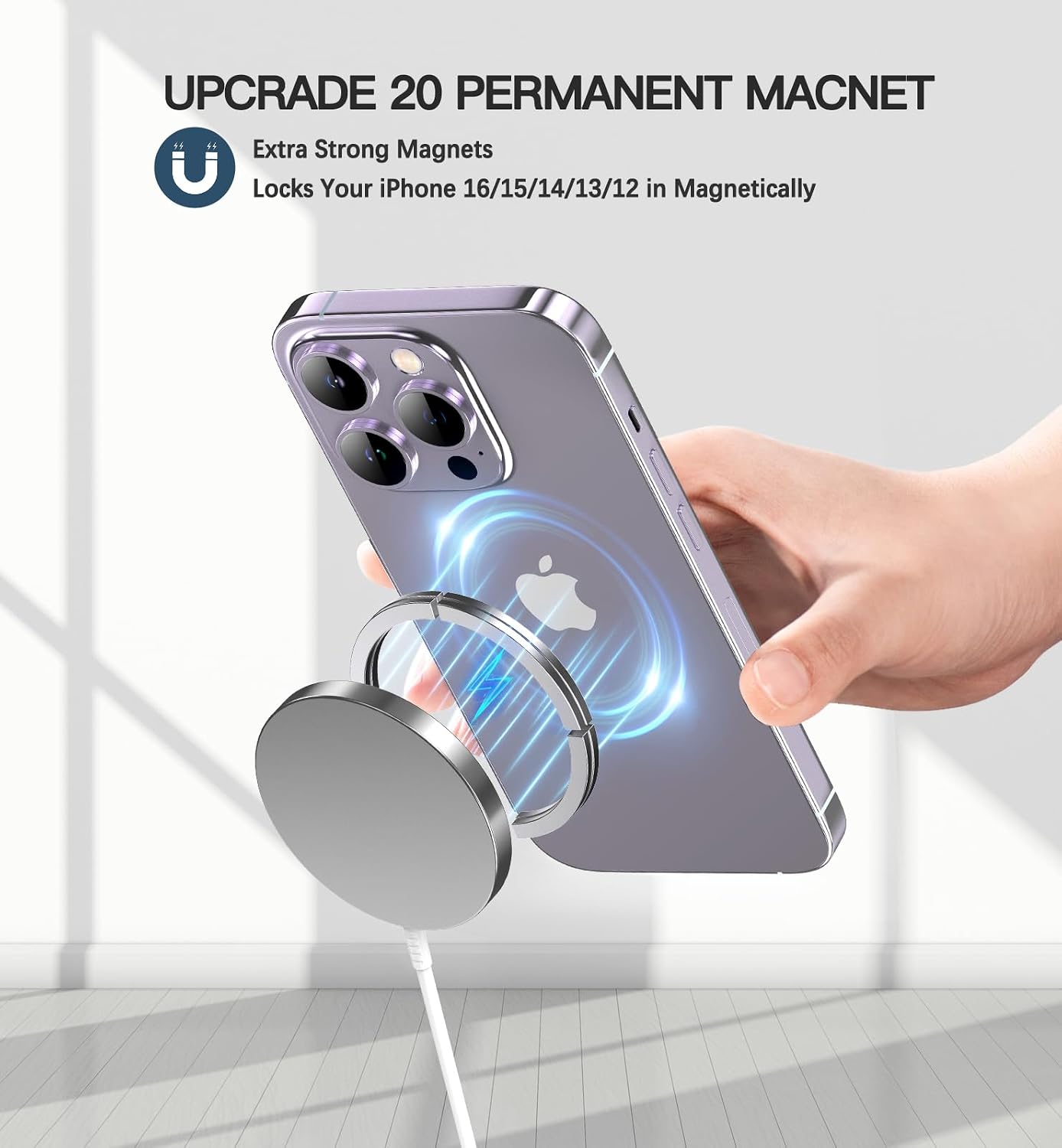 Magnetic Wireless Charger, 2-Pack 15W Fast Mag-Safe Stand for iPhone 17-12 | Fast Magnetic Wireless Charging Pads for