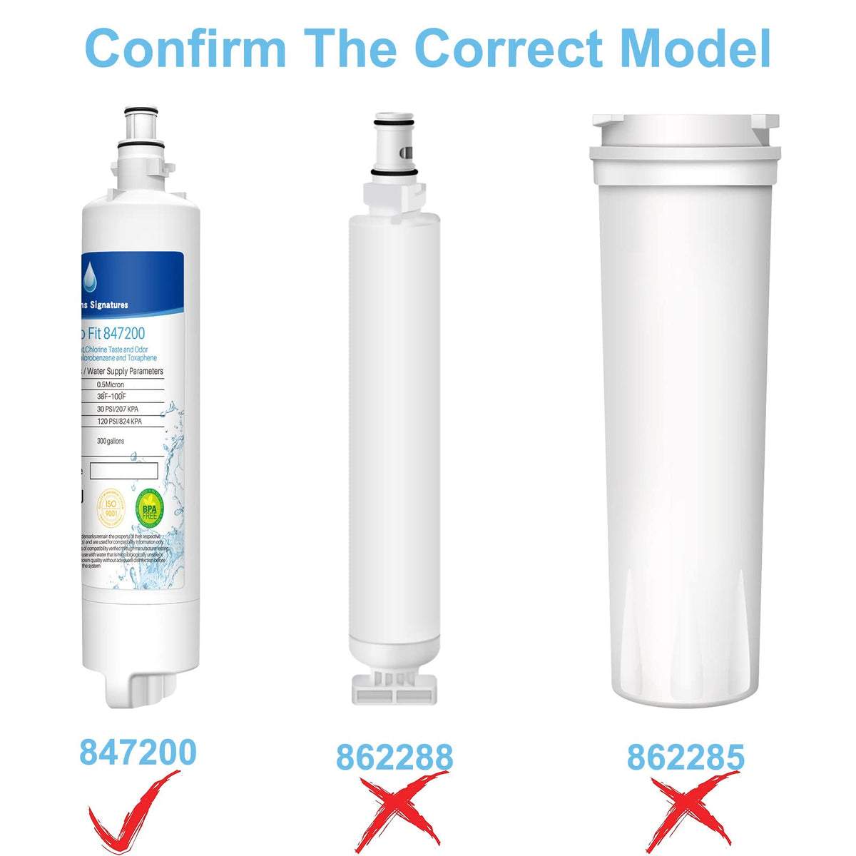 847200 Water Filter Replacement for Fisher & Paykel 847200 (3 Pack)