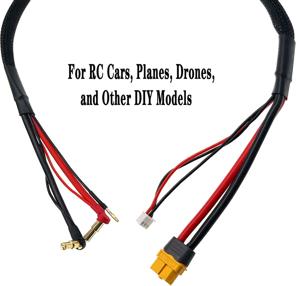 RC 2S XT60 Lipo Battery Charging/Balance Cable Leads with 4mm/5mm Bullet Connector(600MM)