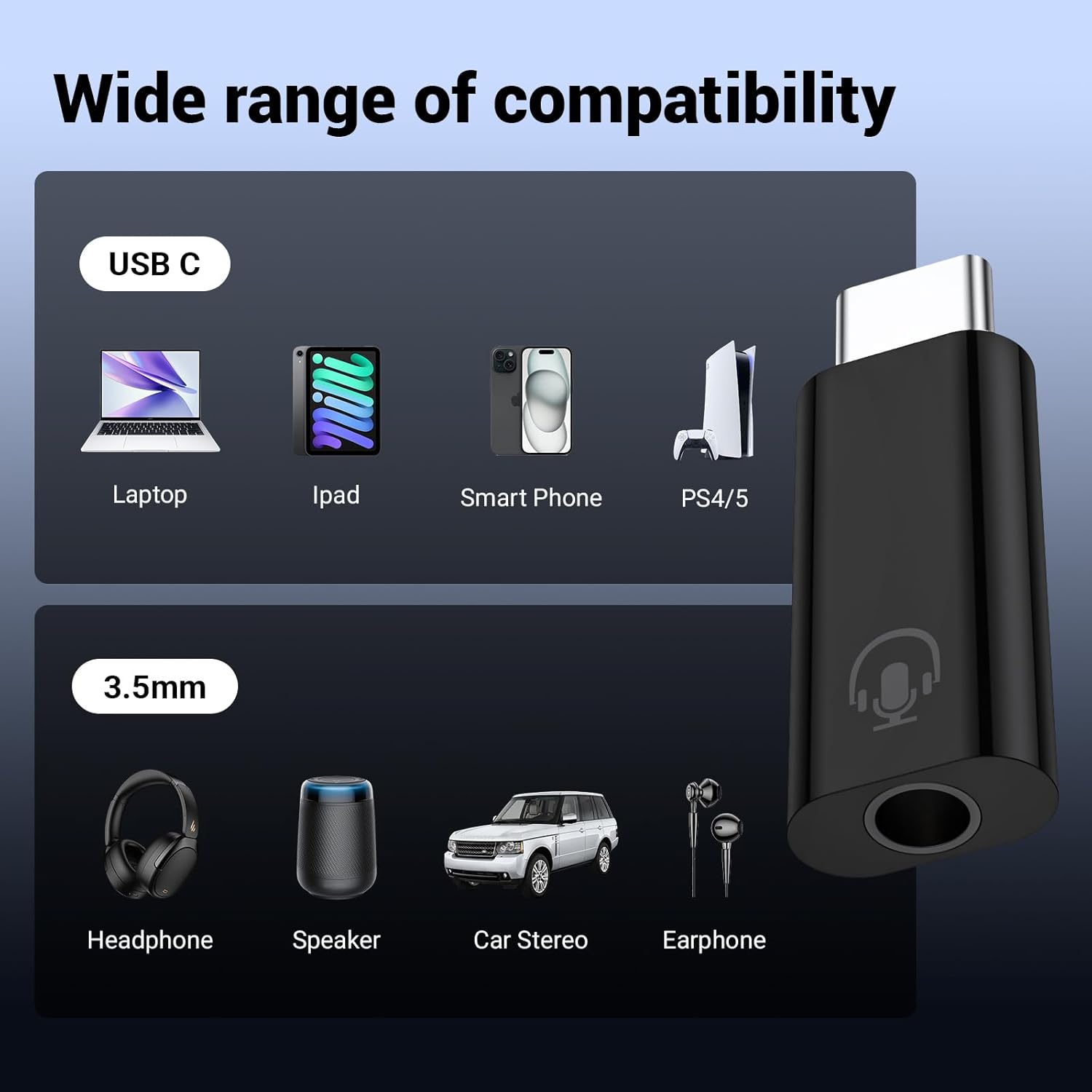 4 Pack USB C to 3.5mm Jack Audio Adapter, USB C to Headphone Jack Adapter Compatible with iPhone17/ 16 Plus 17/16 Pro