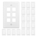 FGB 6-Port Keystone Wall Plate, for Keystone Jacks, 20-Pack, White
