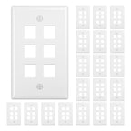 FGB 6-Port Keystone Wall Plate, for Keystone Jacks, 20-Pack, White