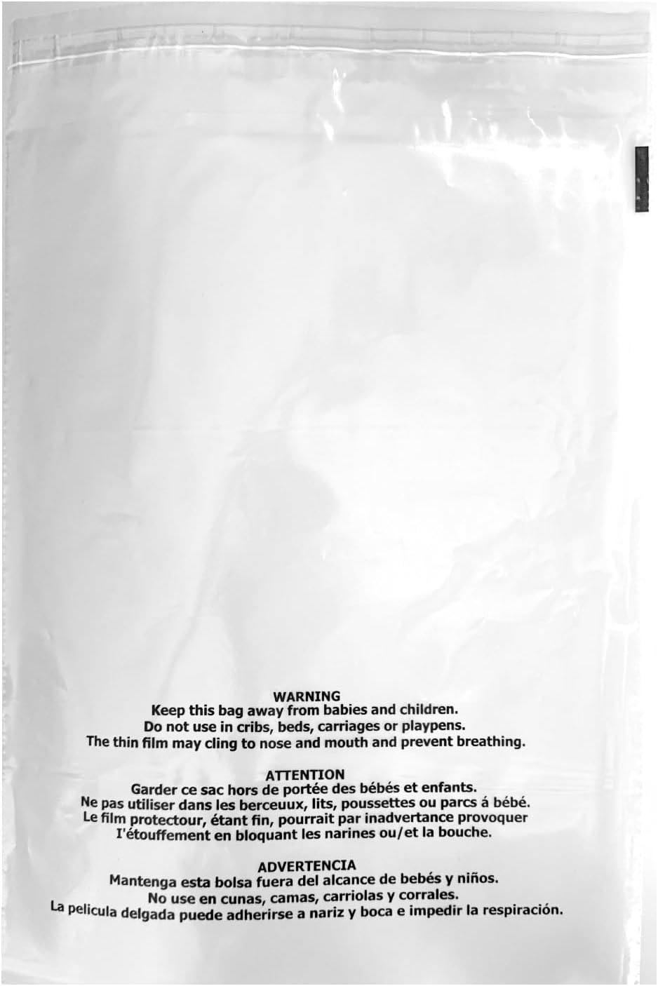 10" X 13" Self-Seal Clear Poly Bags with Suffocation Warning | Packaging, T-Shirts, Shipping | Permanent Adhesive