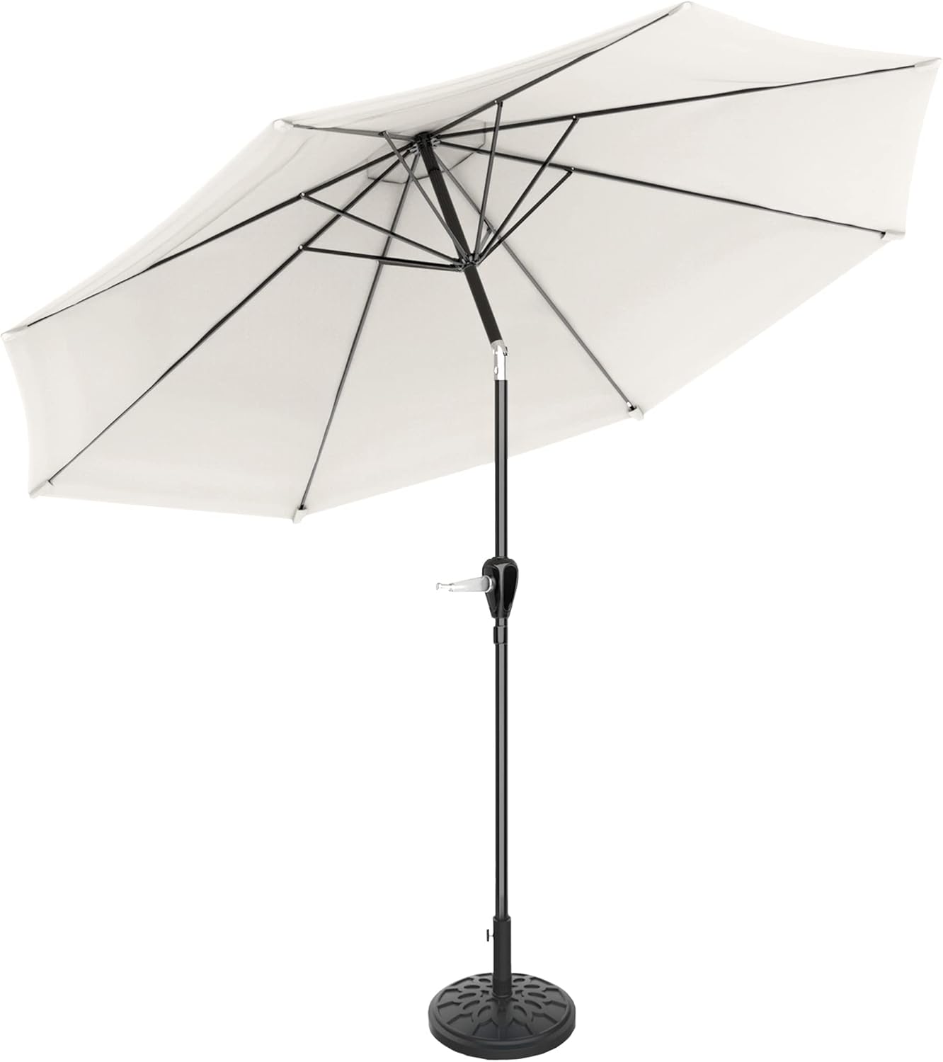 Patio Umbrella with Auto Tilt - 10ft Easy Crank Sun Shade with 19lb Weighted Base for Deck, Outdoor Furniture, or
