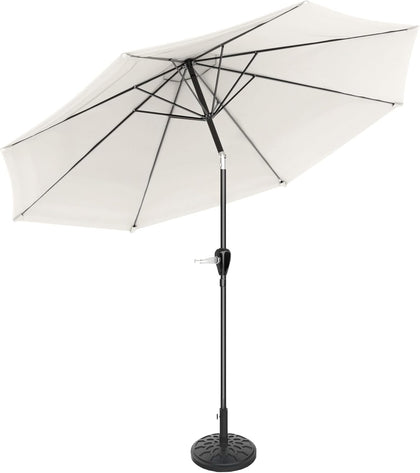 Patio Umbrella with Auto Tilt - 10ft Easy Crank Sun Shade with 19lb Weighted Base for Deck, Outdoor Furniture, or
