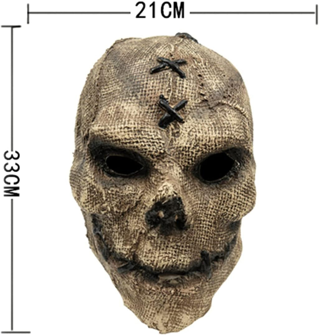 Skull Mask Costume, Halloween Scary Leather Face Skull Cosplay Dress up, Garden Yard Horror Party Props, Latex Masks
