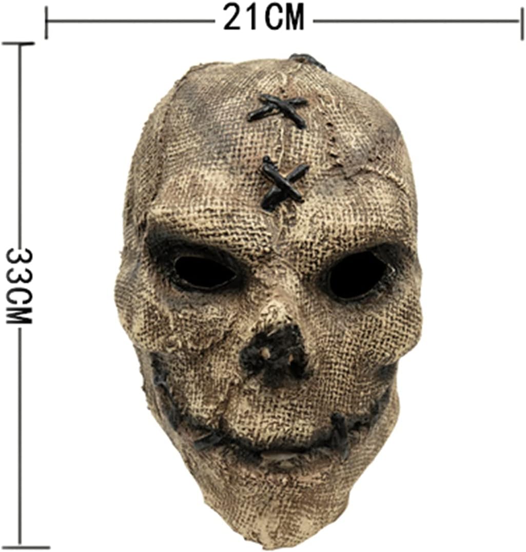 Skull Mask Costume, Halloween Scary Leather Face Skull Cosplay Dress up, Garden Yard Horror Party Props, Latex Masks