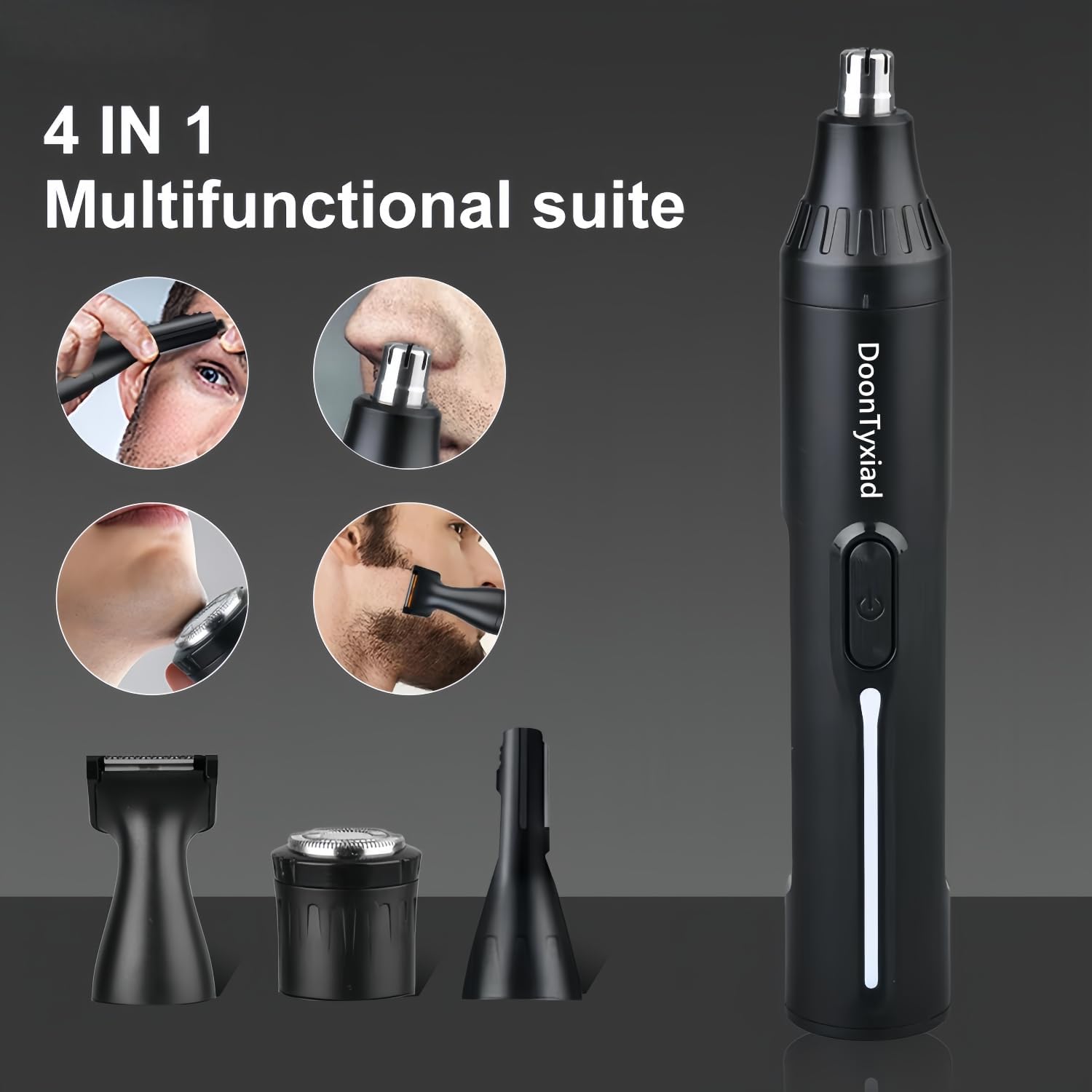Rechargeable Ear and Nose Hair Trimmer, 4-in-1 Professional Painless Eyebrow & Facial Hair Trimmer for Men Women