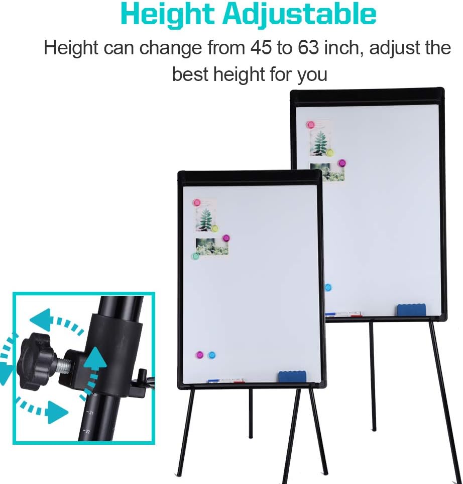 Magnetic Whiteboard Easel Dry Erase Board with Tripod Stand, 36"x24", Black | Portable Height Adjustable 3' x 2' Dry