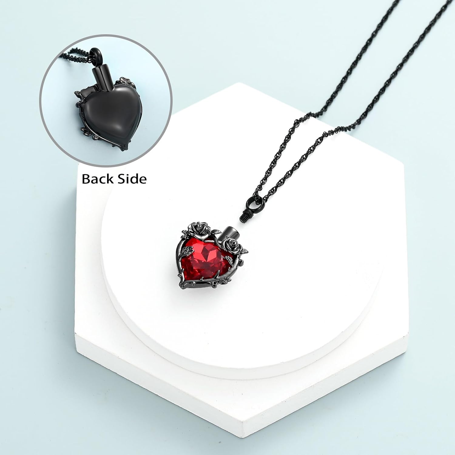 Cremation Jewelry Rose Flower Heart Urn Necklaces for Ashes for Women Memorial Human Ashes Pendant