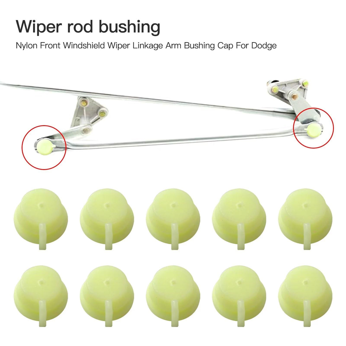 10x Nylon Front Windshield Wiper Linkage Arm Bushing Cap Replacement For Dodge