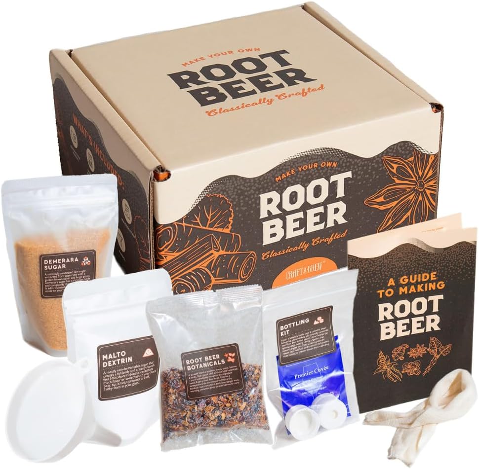 DIY Make Your Own Craft Root Beer - Complete Equipment and Supplies - Starter Home Brewing Kit - 1 Gallon