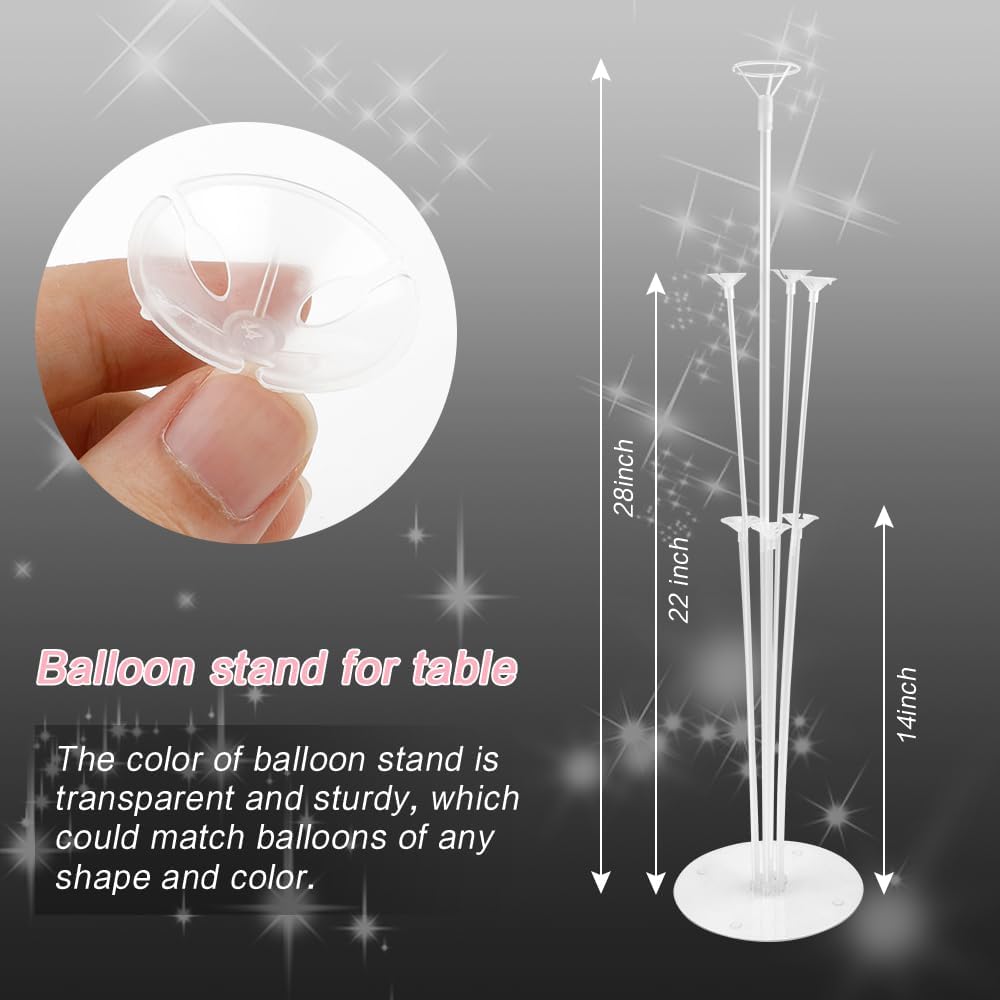 4 Sets Balloon Stand Kit Balloon Sticks With Base for Table, Balloon Stands for Floor Balloon Arch Kit for Party