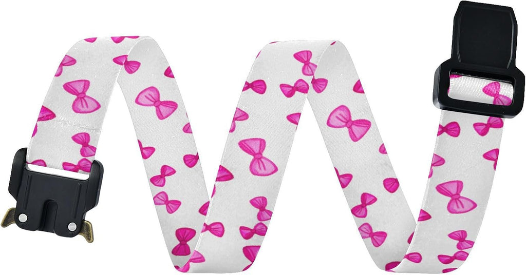 Bow Tie Adjustable Kids Elastic Belts, Girls Boys Stretch Waist Belt with Aluminum Alloy Buckle