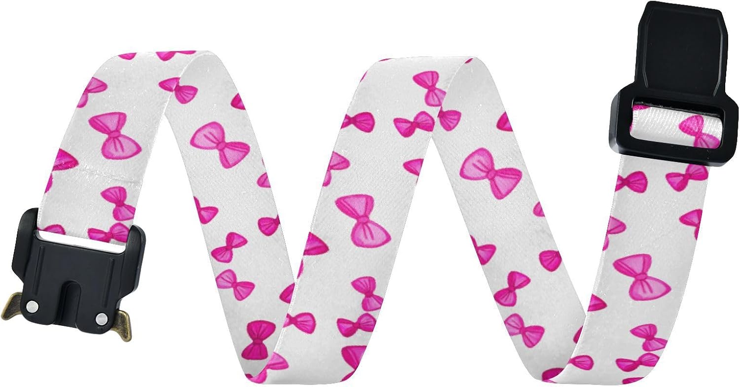Bow Tie Adjustable Kids Elastic Belts, Girls Boys Stretch Waist Belt with Aluminum Alloy Buckle