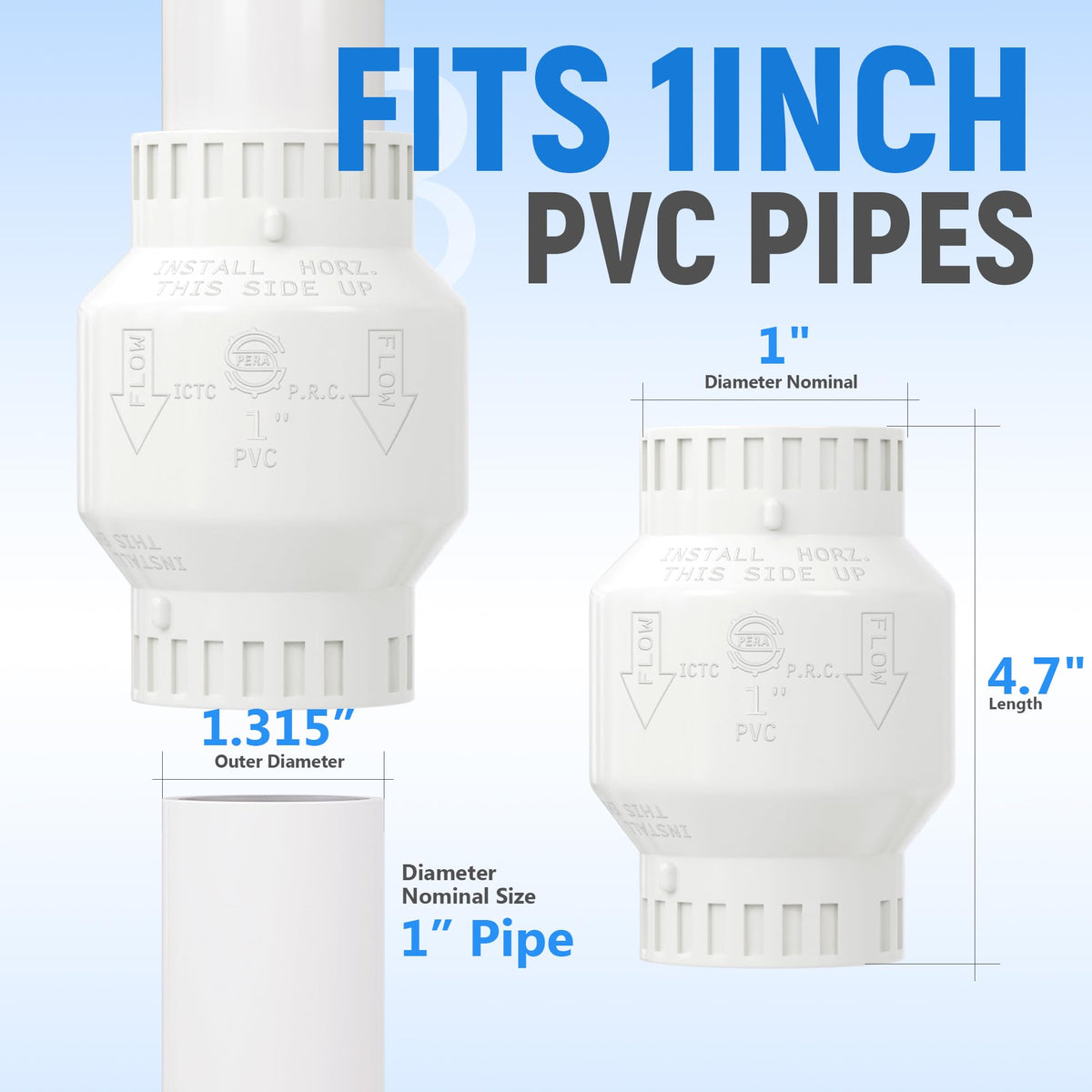 pbugac 1 Inch PVC Check Valve, Socket x Socket