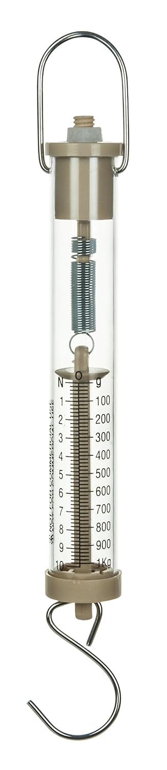 EISCO Newton Force Meter Spring Scale - Max Capacity 10N, 1 kg, Dual Scale Labeled.